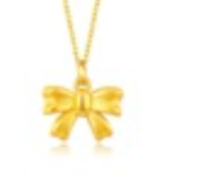 Gold Ribbon Bow Pendant