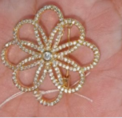 Lacy Petal Pearl Outline Brooch