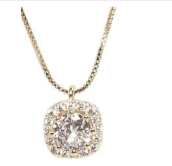 Gold Color - Small Square Diamond Necklace