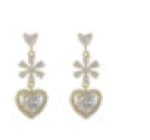 Heart and Cross Crystal Earrings