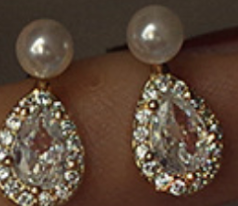 Pearl Diamond Teardrop Earrings