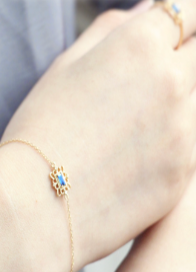 Blue Gem Coated Gold Silver Base