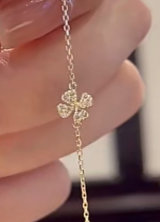 14K Gold Clover Pure Silver Bracelet