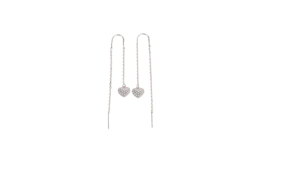 Delicate Heart Threader Earrings