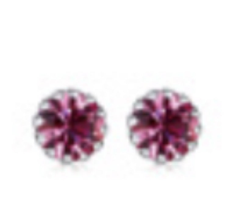 Silver Edge Birthstone Earrings