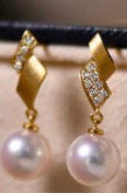 Asymmetrical Diamond-Pearl Stud Earrings