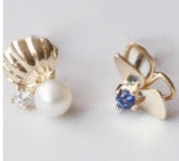 Shell Sapphire Pearl Earrings