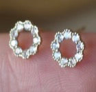 S925 Flower Silver Plated with 14K Gold Stud Earrings