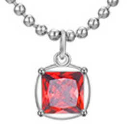 Necklace Pendant Birthstone Square Shape