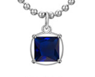 Necklace Pendant Birthstone Square Shape
