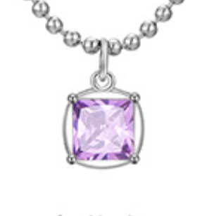 Necklace Pendant Birthstone Square Shape
