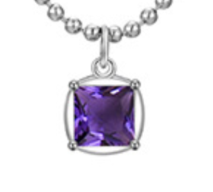 Necklace Pendant Birthstone Square Shape