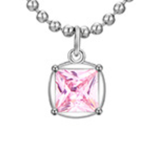 Necklace Pendant Birthstone Square Shape