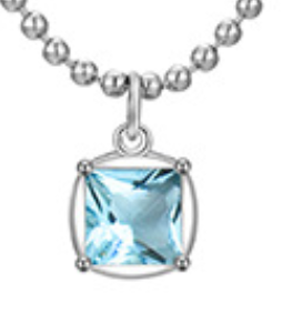 Necklace Pendant Birthstone Square Shape