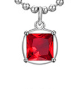 Necklace Pendant Birthstone Square Shape