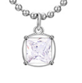 Necklace Pendant Birthstone Square Shape