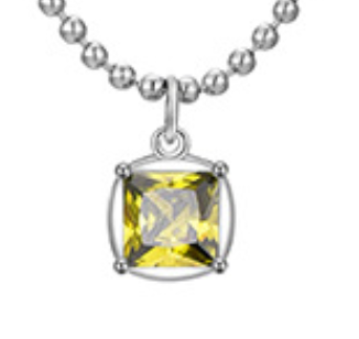 Necklace Pendant Birthstone Square Shape