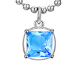 Necklace Pendant Birthstone Square Shape