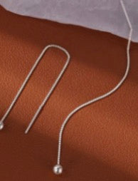 Pure Silver Light Bead Ear Threads