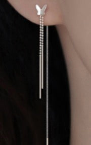 925 Silver Butterfly Thread Earrings