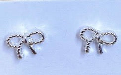 Silver Ribbon Knot Studs