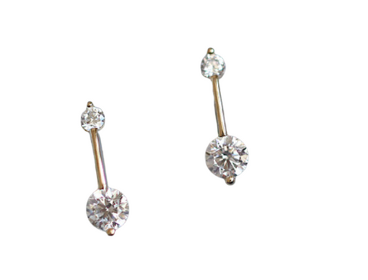 Zircon Duo Hook Earrings
