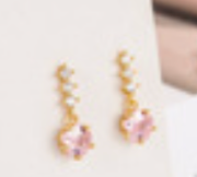 Pink Zircon Flower Earrings