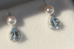 Pearl and Aquamarine Tear Earrings