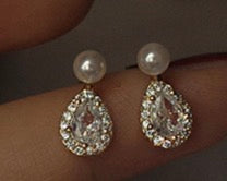 Pearl and Sparkle Drop Earrings