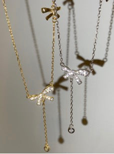 Ribbon Silver Color Necklace