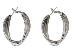 Frosted Silver Round Hoops