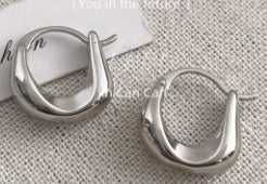 Sleek Oval Hook Silver Earrings