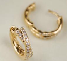 Gold Twist Diamond Hoops