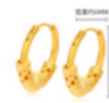 Red Accent Gold Hoop Earrings