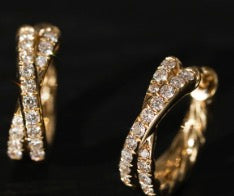 Twisted Cross Gold Zircon Earrings