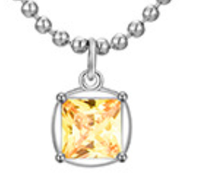 Necklace Pendant Birthstone Square Shape