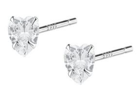 Silver Lattice Heart Moissanite Studs