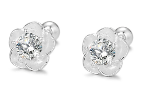 Pure Silver Plum Blossom Studs