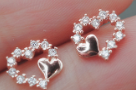 Heart Needle Rose Gold Pink Zircon Studs