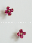 Red Flower Zircon Earrings