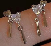 Double Heart Dangle Earrings