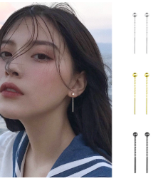 925 Sterling Gold Bean Ear Threads