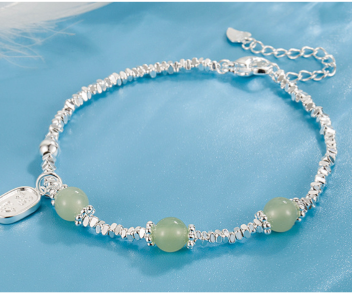 Hetian Jade Silver Bead Bracelet