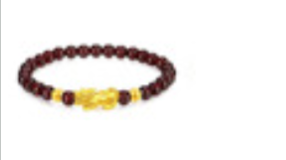 Garnet + Gold Beads + Pixiu (5mm Garnet + 4mm Gold Beads)