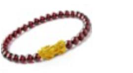 Garnet + Pixiu (4mm Garnet + 3mm Gold Beads)