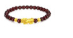 Garnet + Pixiu (5mm Garnet + 4mm Gold Beads)