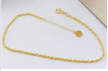 18K Gold Au750 Hemp Rope Plain Chain Bracelet