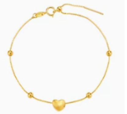 Heart 18K Gold Soft Chain Bracelet