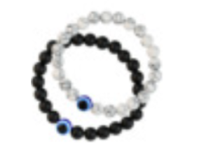 Cross-Border Black and White Evil Eye Beaded Bracelet