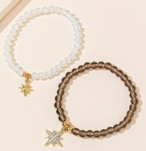 White and Brown Star Pair Energy Bracelet Duo